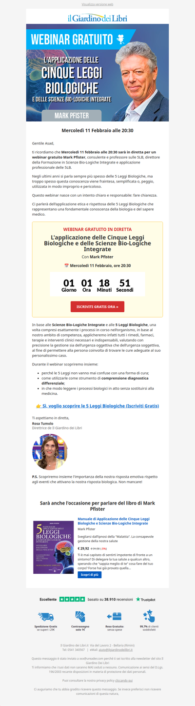 (Domani) Webinar con Mark Pfister: 