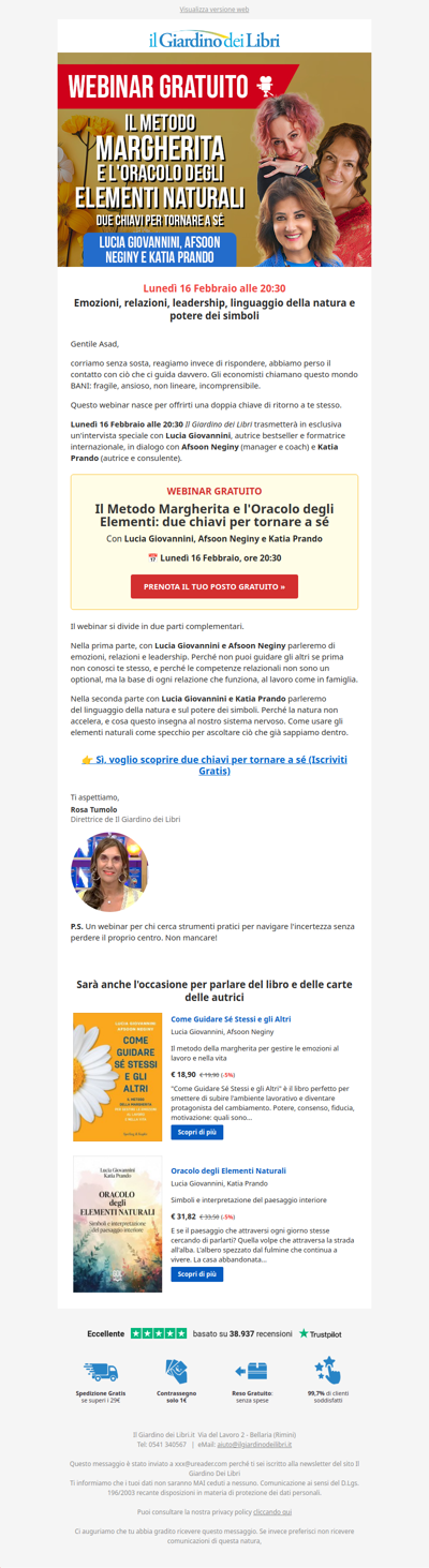 Webinar con Lucia Giovannini: 2 chiavi per tornare a te stesso