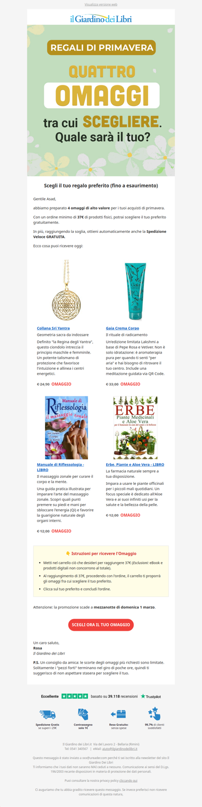 ⚡️ Scegli il tuo OMAGGIO: vale fino a 33€ (scade domenica)