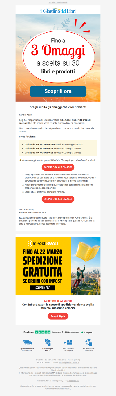 ★ Quale vuoi fra questi 30 Omaggi? Puoi sceglierne fino a 3 ★