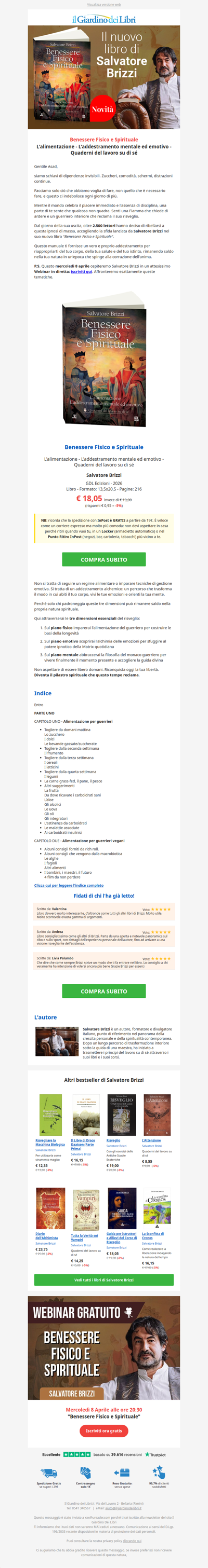 Il nuovo libro di Salvatore Brizzi: oltre 2.600 copie già vendute