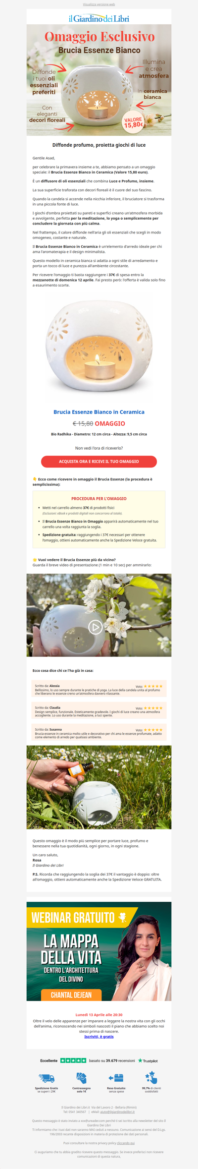 ✨ OMAGGIO da 15,80€: il Brucia Essenze Bianco in Ceramica è tuo