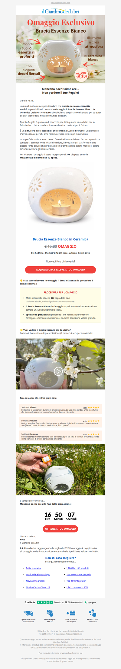 ⏳ OMAGGIO Brucia Essenze Bianco in Ceramica (15,80€): scade a mezzanotte