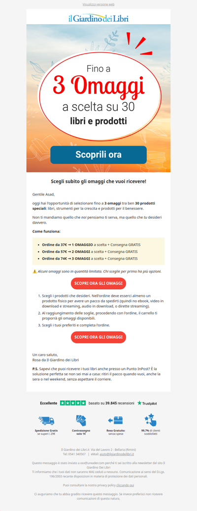 ★ Quale vuoi fra questi 30 Omaggi? Puoi sceglierne fino a 3 ★