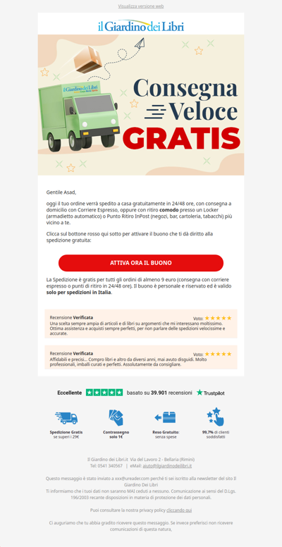 (OGGI) Spedizione GRATUITA con qualsiasi ordine 😍