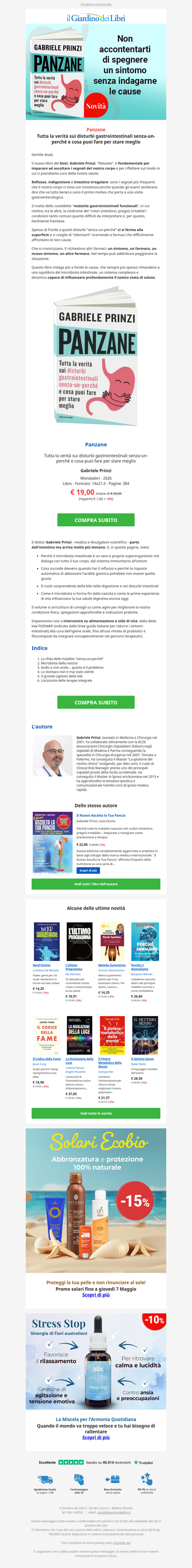 Nuovo libro del Dott. Prinzi: Tutta la verità sui disturbi gastrointestinali (senza-un-perché)