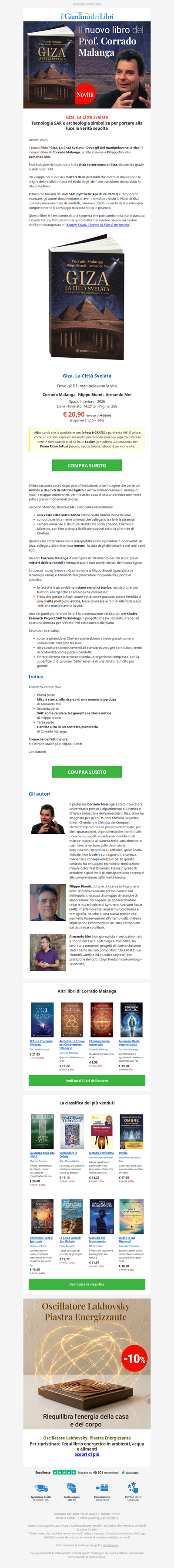 ⚡ Il nuovo libro di Corrado Malanga su Giza: città sotterranea e radar SAR