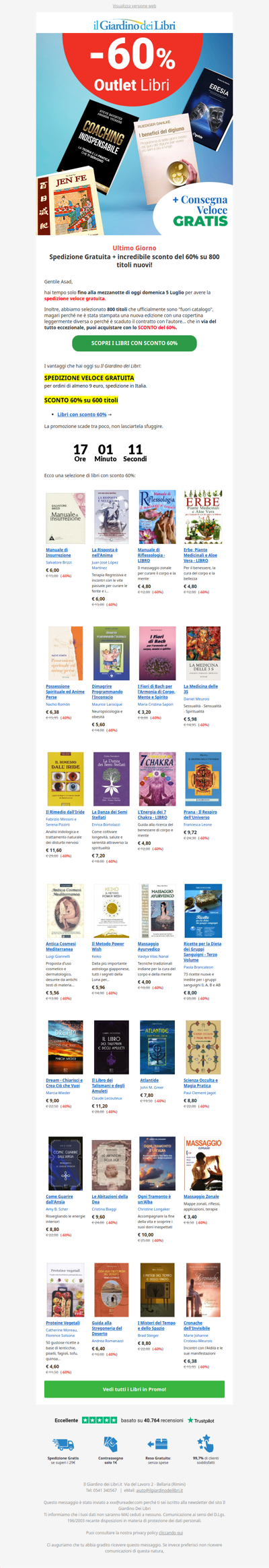 (ULTIMO GIORNO) Spedizione GRATIS + incredibile SCONTO del 60% su 800 libri