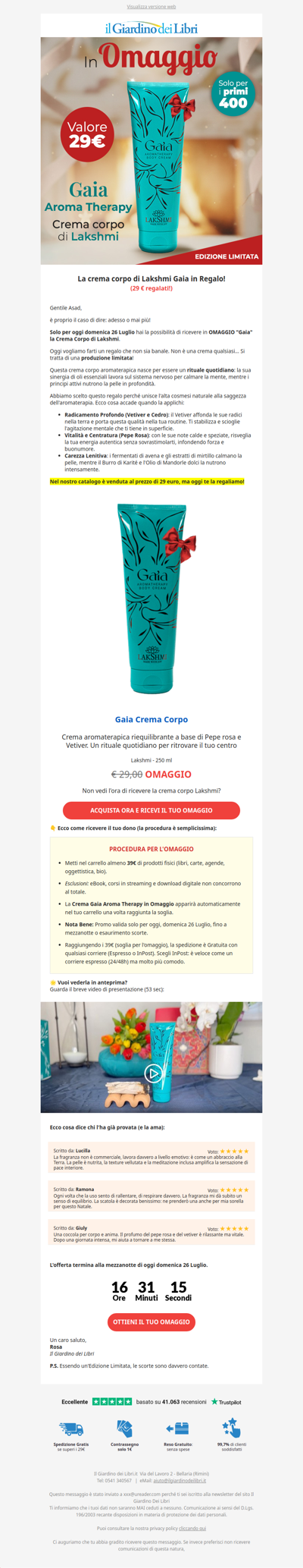 🌷 Oggi c'è un Omaggio esclusivo che vale 29 €... Scoprilo!