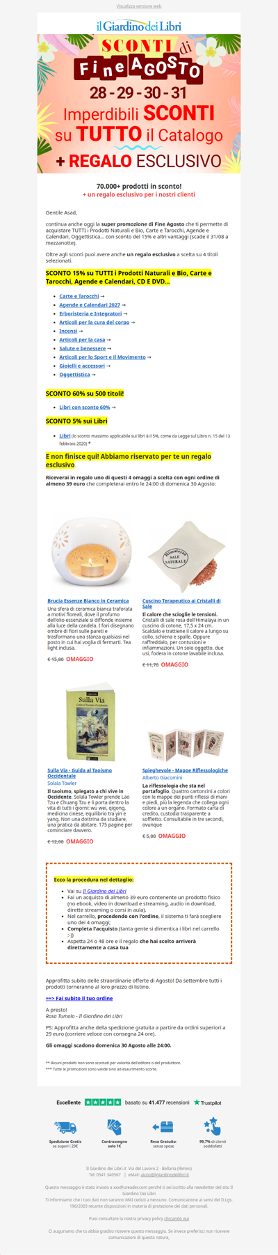 ★ SCONTI di Fine Agosto su tutto + REGALO Esclusivo: vuoi davvero perderli? ★