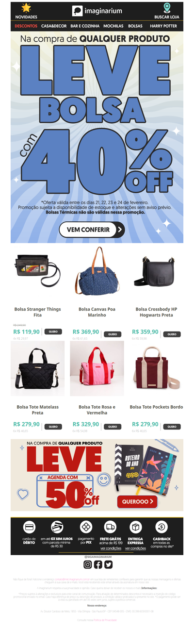 sim, é real: TODAS as BOLSAS com 40% OFF 😱🤩