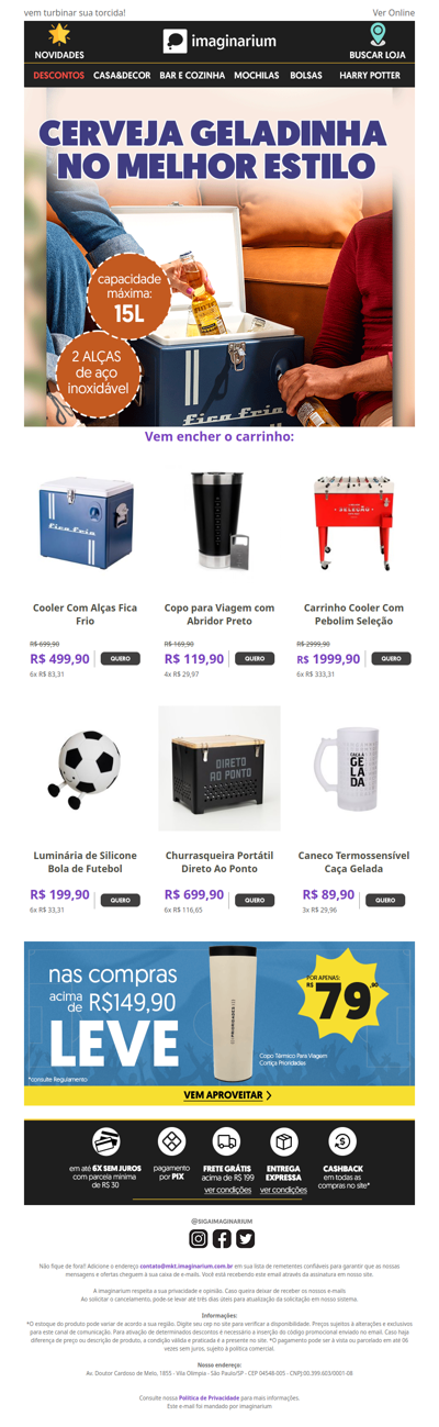 Descontos de Copa: Cooler com preço especial! 🧊