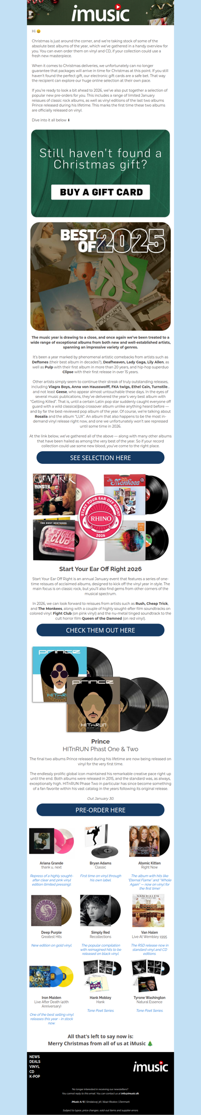 Best albums of the year | Gift card for Christmas | New pre-orders