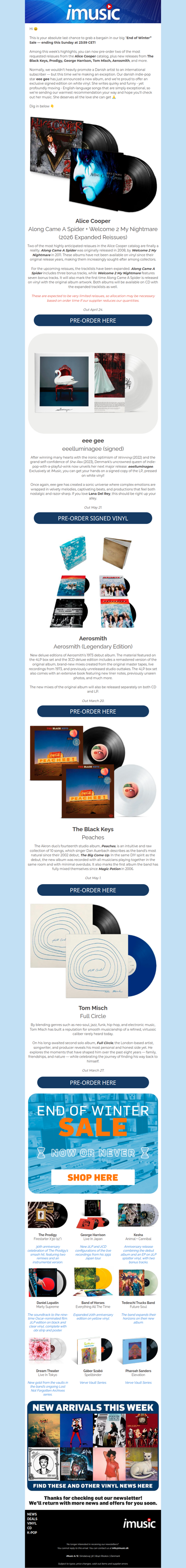 Our sale ends soon | News from Alice Cooper, The Black Keys & more