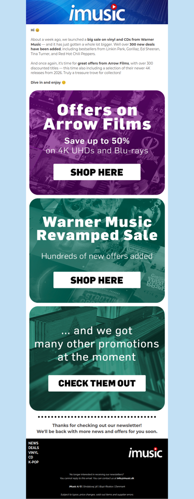 Even more great Warner deals + massive Arrow Films promotion