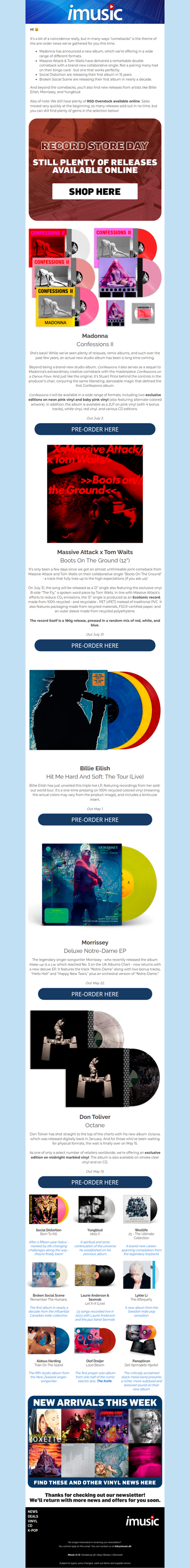 News from Madonna, Massive Attack & Billie Eilish | RSD Online