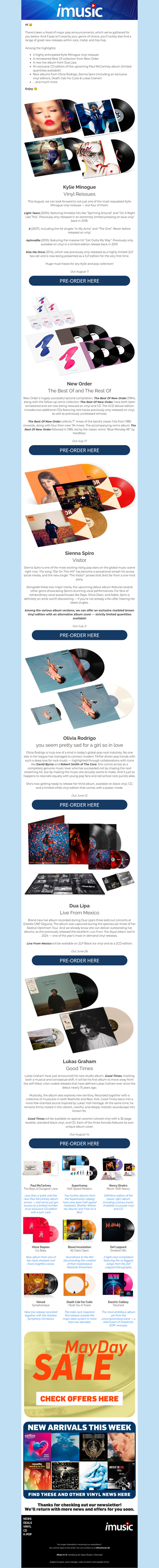 New releases from Kylie, New Order, Olivia Rodrigo, Dua Lipa & more