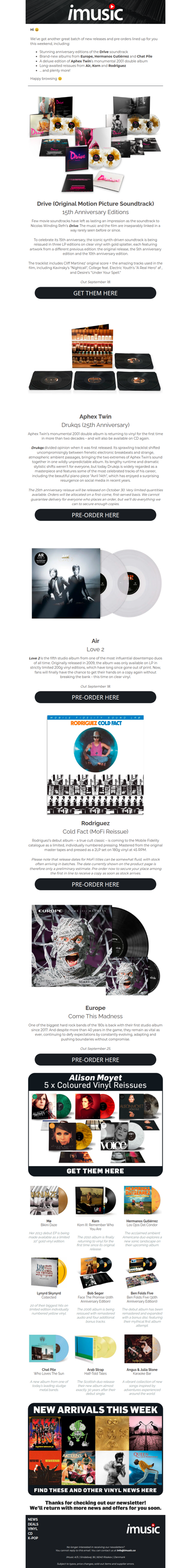 The Drive OST on coloured vinyl | News from Air, Korn, Aphex Twin & many more