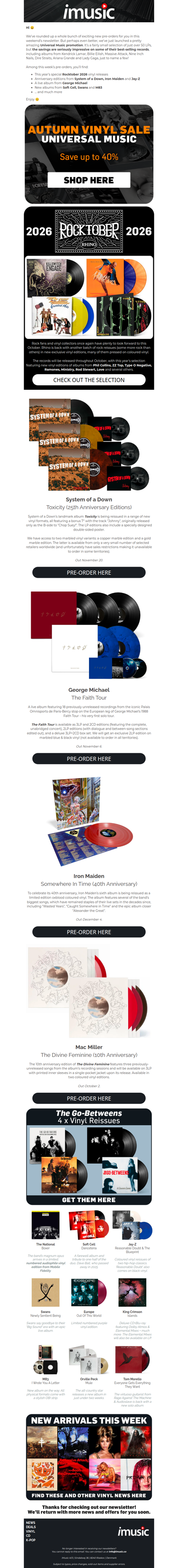 Vinyl Deals | News from George Michael, SOAD & Iron Maiden | Rocktober 2026