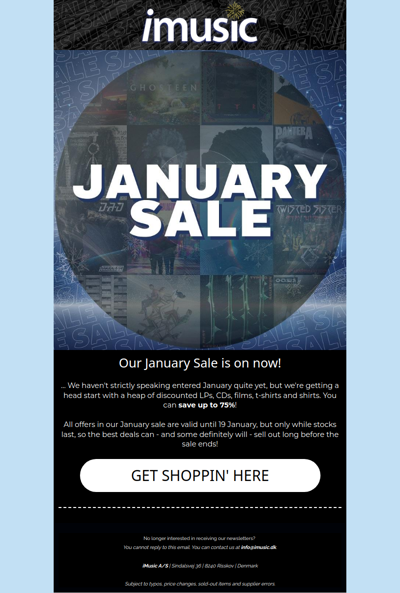 Our January sale is live - great deals on vinyl, CDs, and more now!