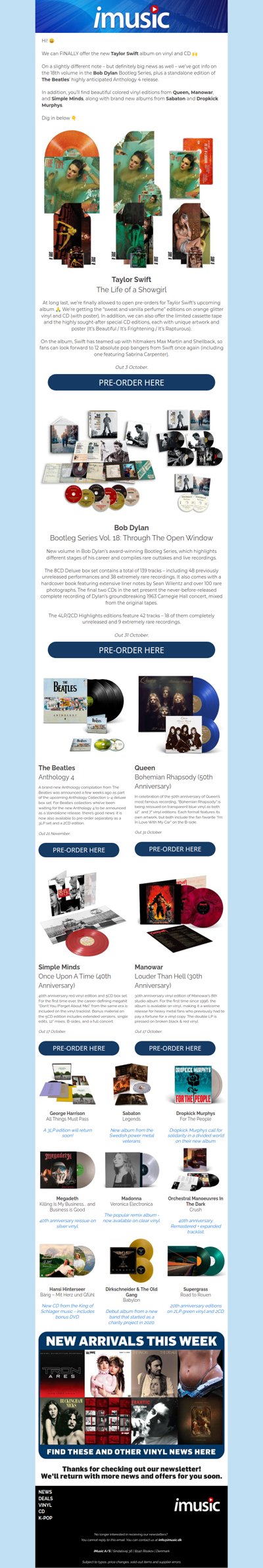 Taylor Swift pre-order is open + news from Bob Dylan, Queen & Beatles