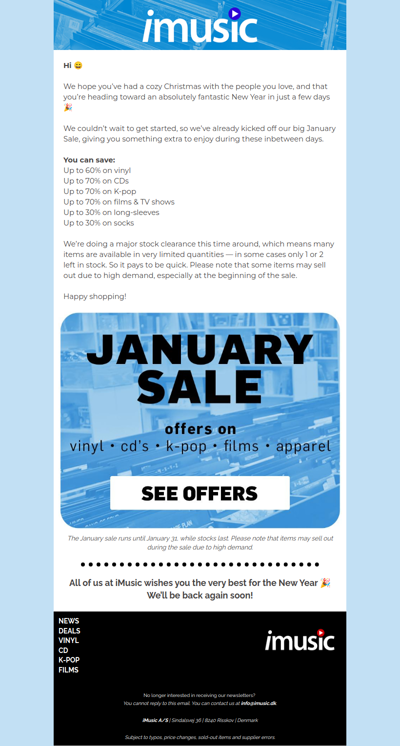 Our January Sale is on - save big on vinyl, CDs, kpop, films & apparel