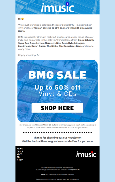 BMG Sale → up to 50% off | 500+ discounted vinyl records and CDs