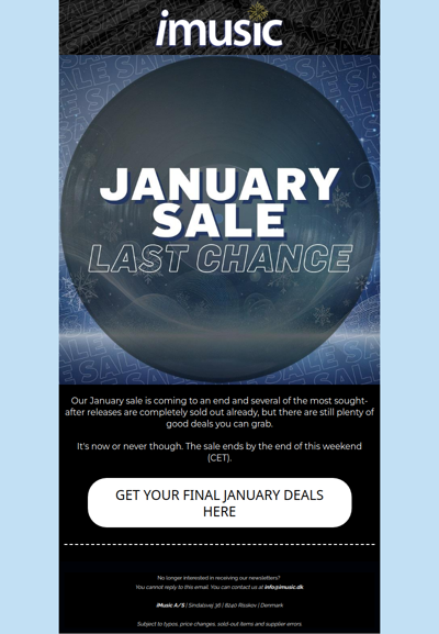 Our January sale is ending - final weekend to do your shopping!