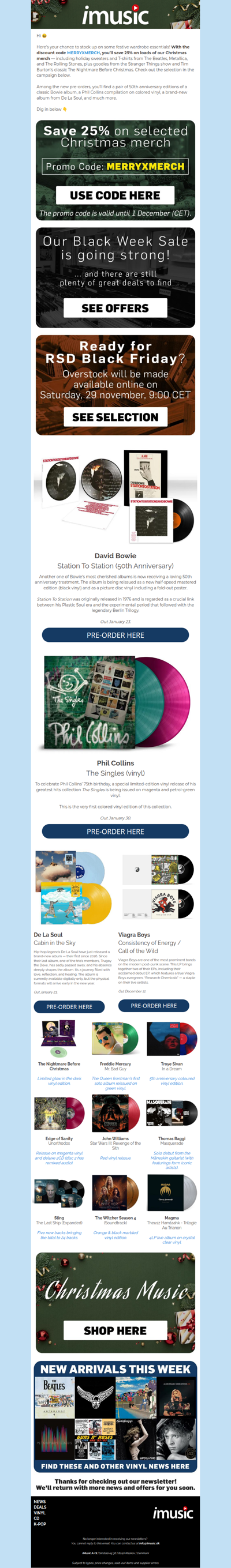 Holiday merch with a discount | News from Bowie & Phil Collins + much more