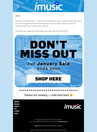 Last chance to save big – our January Sale ends soon