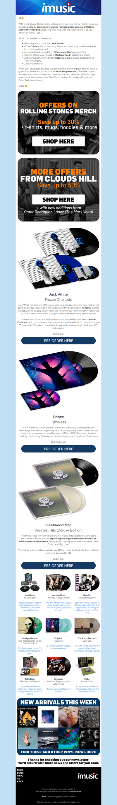 News from Jack White, Prince, Fleetwood Mac & more + offers on Rolling Stones merch