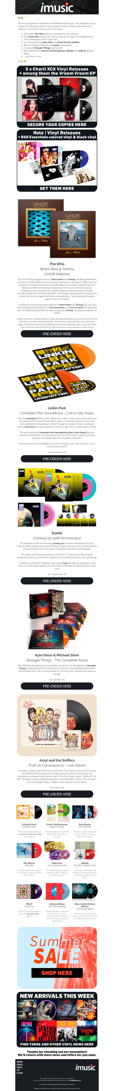New releases from Linkin Park, Charli XCX, The Who & more