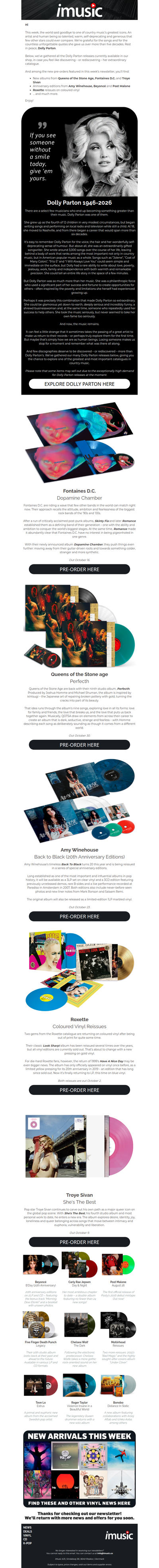 Pre-orders from QOTSA, Fontaines D.C. & Amy Winehouse | RIP Dolly Parton