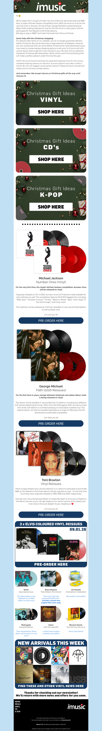 News from Michael Jackson, George Michael & Toni Braxton + Christmas gift ideas