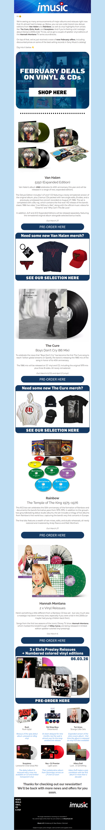 New February deals | News from Van Halen, The Cure & more