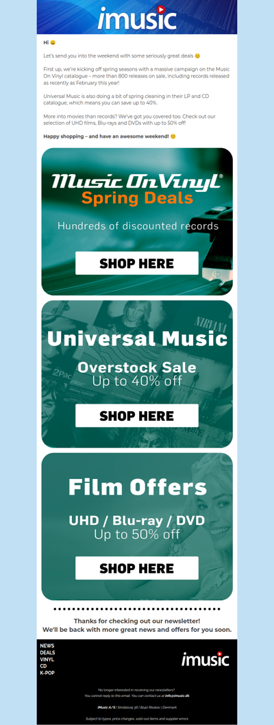 Massive Music On Vinyl Campaign | Universal Sale | Movie Deals
