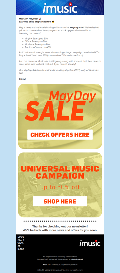 Huge sale starts now | Incredible deals on vinyl, CDs, movies & tees