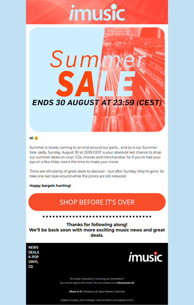 Our Summer Sale ends soon – get your last orders in now!