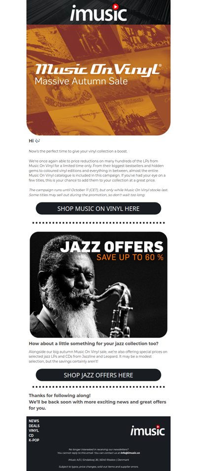 Autumn Sale on 800+ Music On Vinyl Titles + Great Jazz Offers