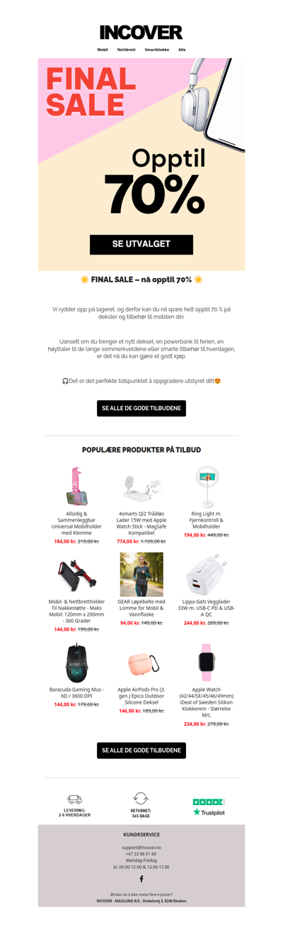 FINAL SALE - SPAR OPPTIL 70%