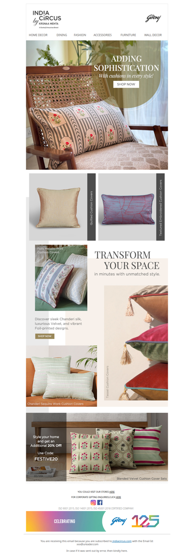 Hey , Limited Time Offer: 20% Off Cushion Covers