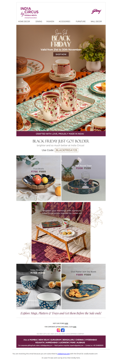 Hey , Black Friday Alert! Serveware at 25% EXTRA Off 🎉