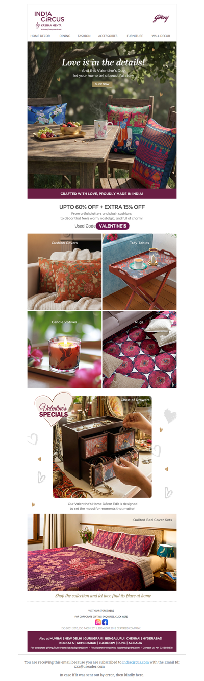 Hey , Love, Styled at Home 💘 Enjoy an Additional 15% OFF