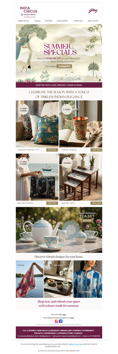 Hey , Summer Specials with 15% OFF!