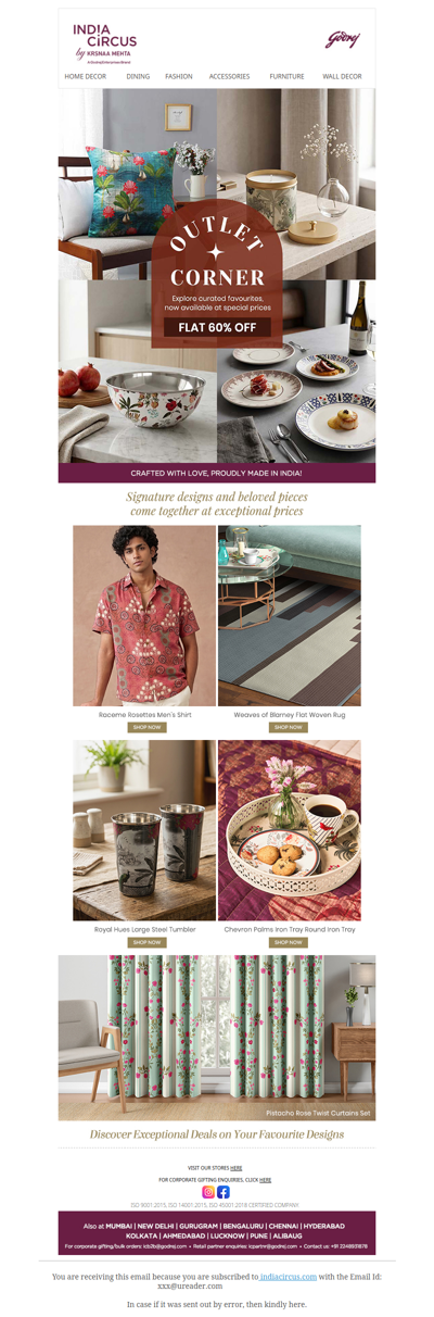 Hey , Unbelievable Prices at Outlet Corner! Discounts upto 60% ✨🤩