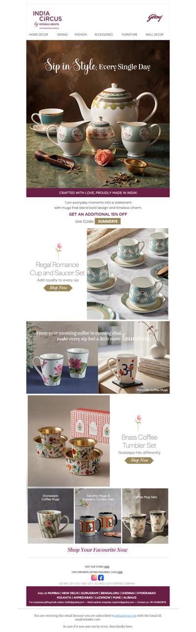 Hey , Check out our Beautiful Mugs at 15% OFF!