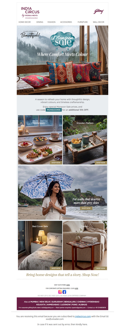 Hey , Monsoon Sale ☔  Refresh. Redecorate. Reimagine.