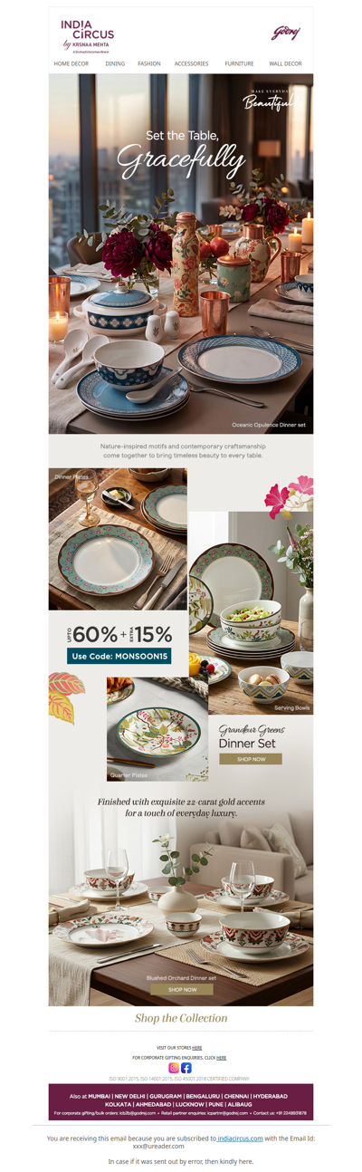 Hey , 15% OFF on our most loved Dinnerware, Grab Now❗
