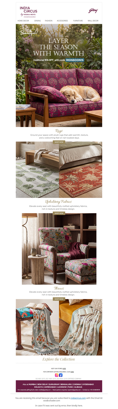 Hey , A Gift Inside! Add warmth to your Monsoon Mornings with Textiles from India Circus 💖