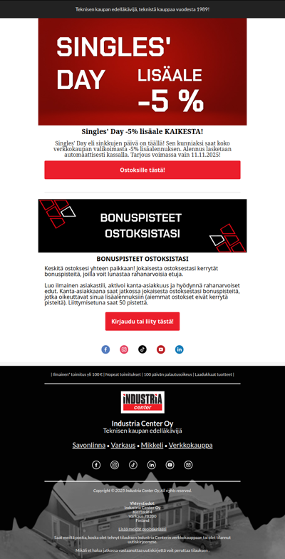 🚨 Singles' Day -5% lisäale KAIKESTA!🚨